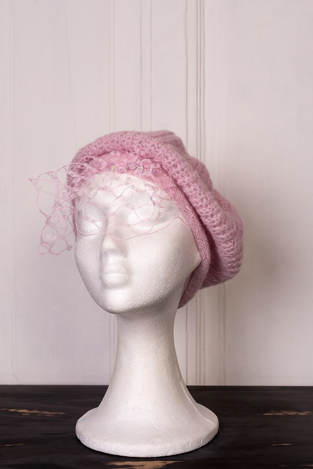 Caciula alpaca cu voaleta English Rose