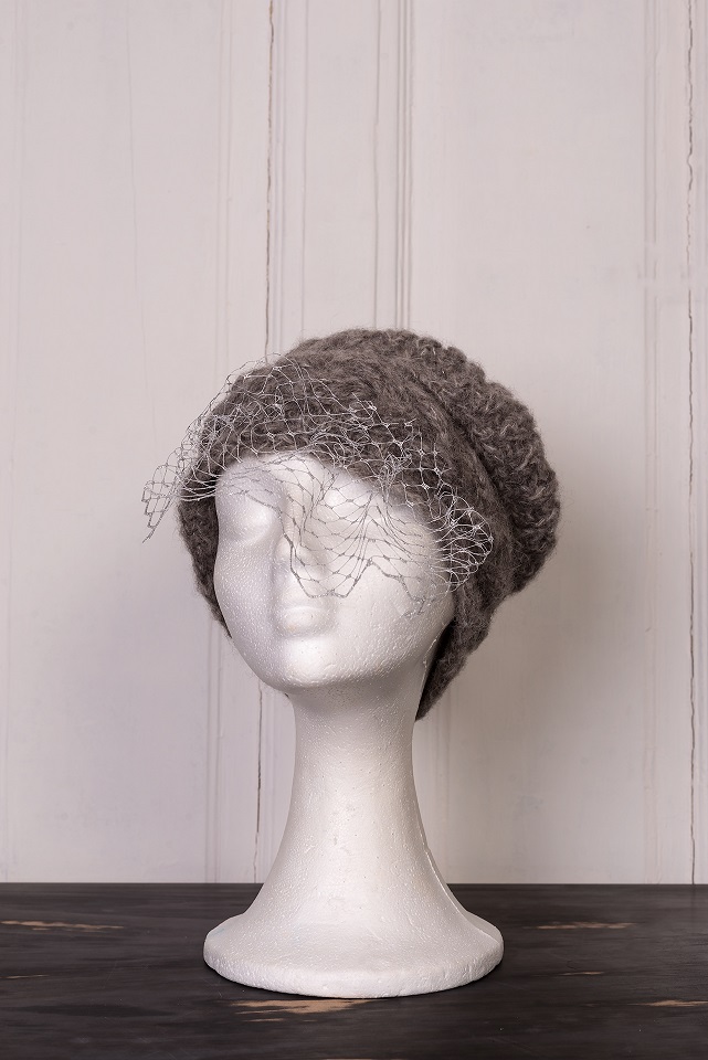 Caciula alpaca cu voaleta Silver Bells