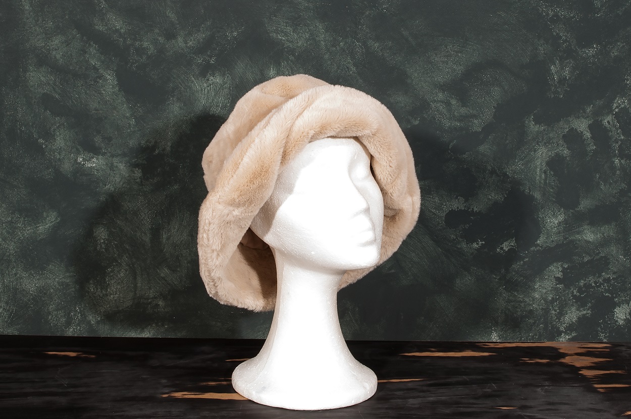 Caciula bucket hat bej din blana artificiala