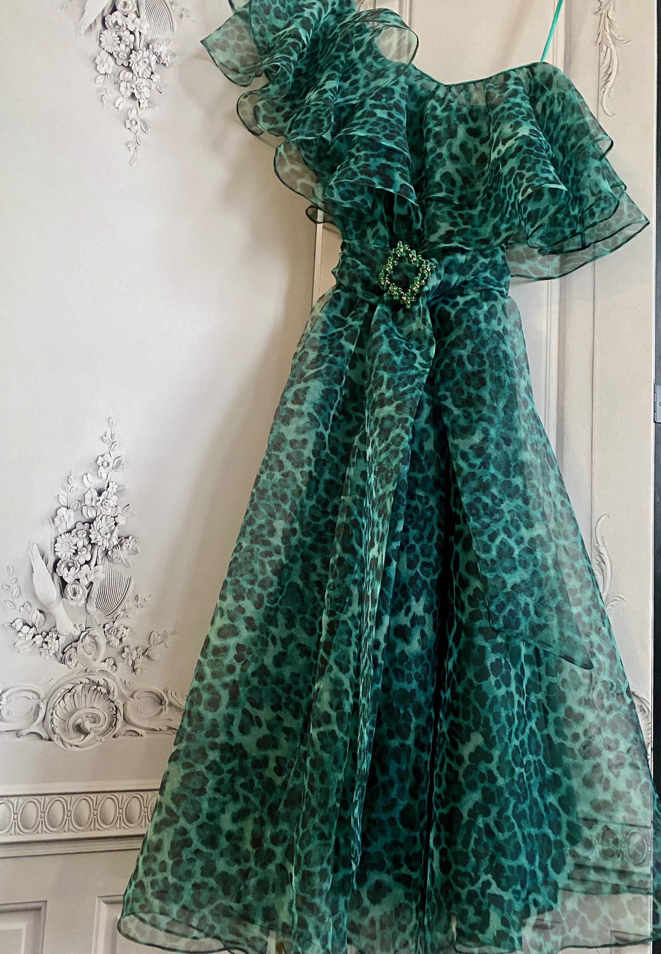rochie-verde-animal-print-designeri-romani